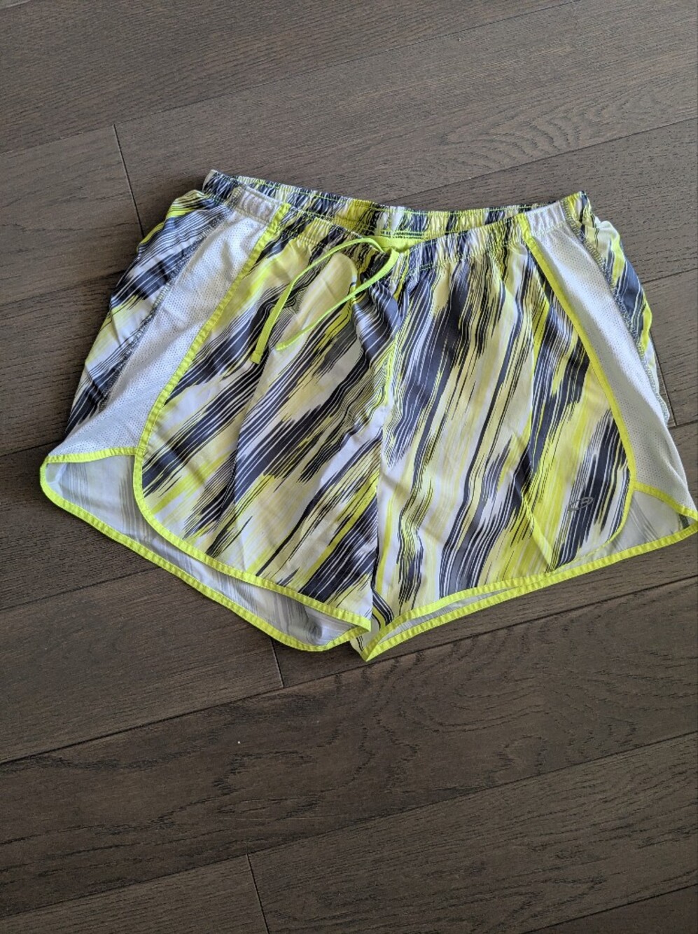 EUC Neon Yellow Gray C9 Lined Running Shorts, WM
